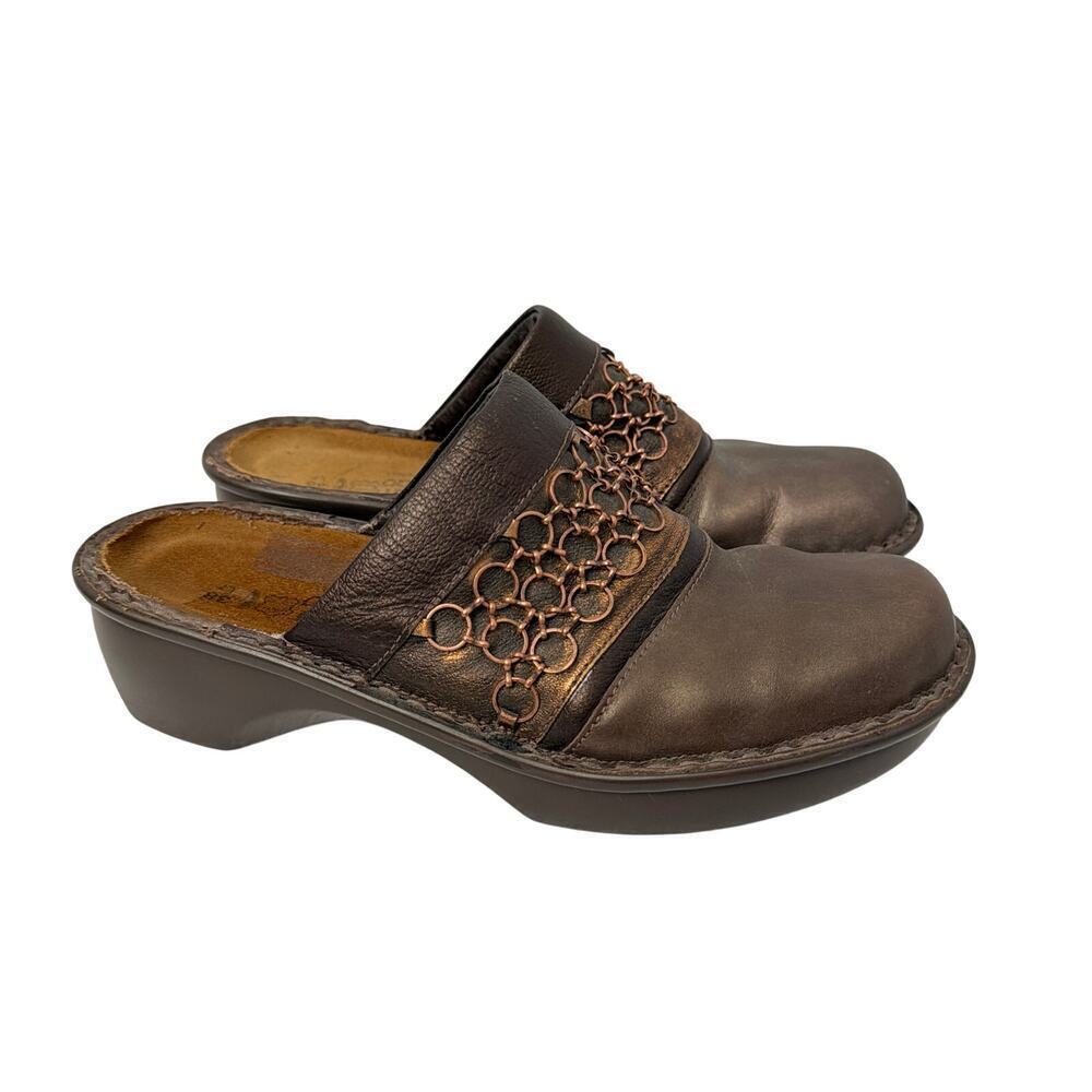 Naot Shoes Womens Size 7 Ankara Mules Copper Chain Detail Made in Israel